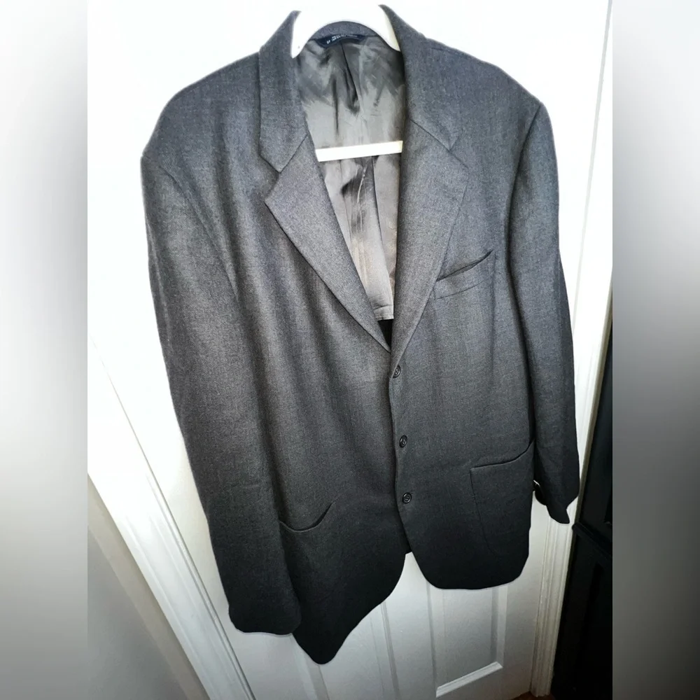 Vtg Brooks Brothers Mens 46 Charcoal Gray 100% Pure Wool Sport Coat Suit Jacket
